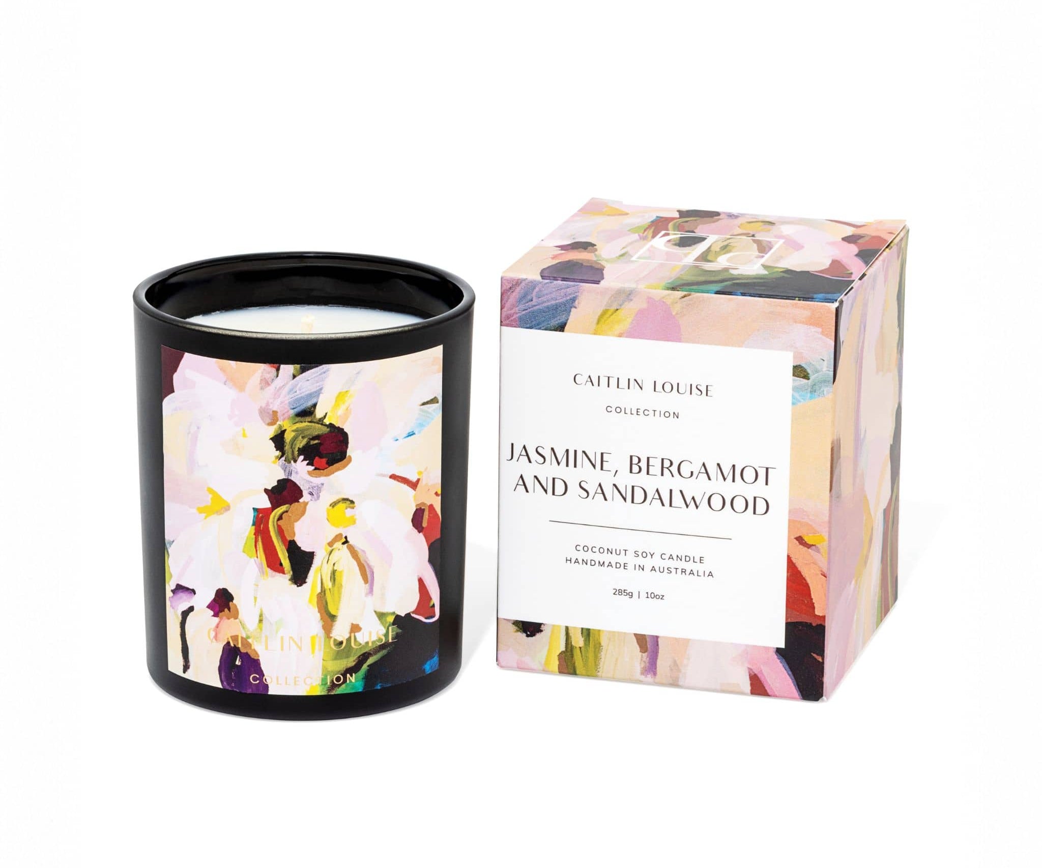 Caitlin Louise Collection Jasmine, Bergamot and Sandalwood Artist Candle - white background