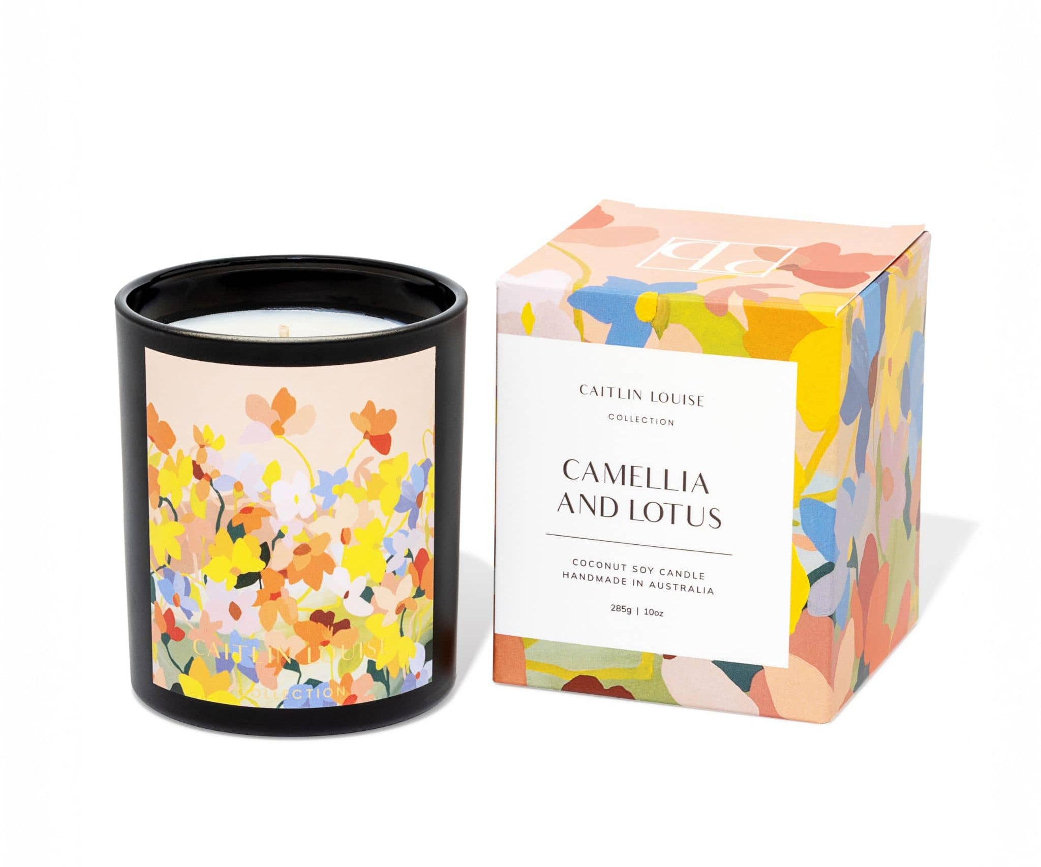 Caitlin Louise Collection Camellia and Lotus Artist Candle - white background