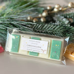 Caitlin Louise Collection Christmas Pine Soy Wax Melt in packaging - styled with wreath