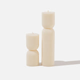 Aurelia hourglass pillar candles small and large with white background - front view