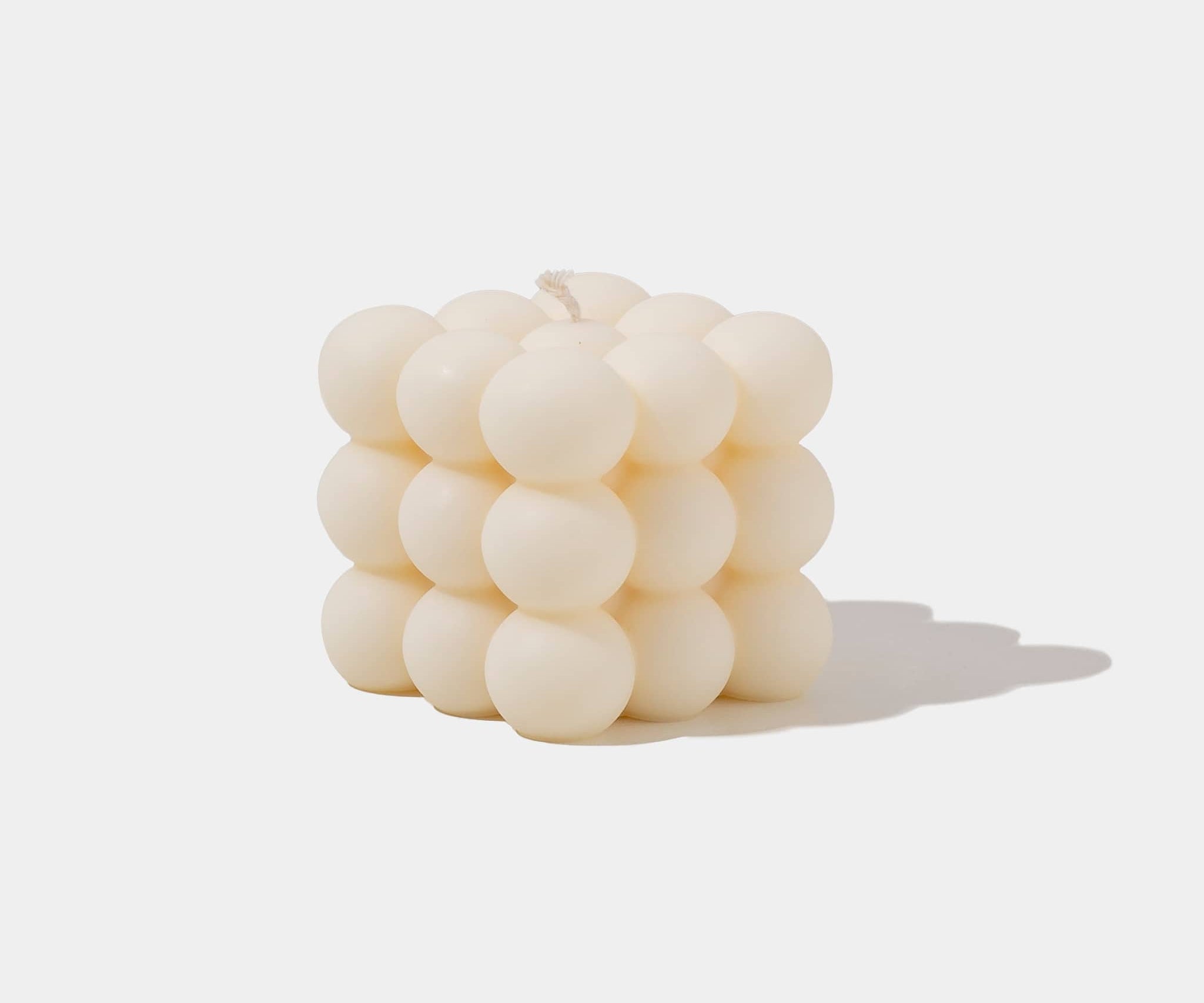 Caitlin Louise Collection white bubble cube sculptural candle - white background