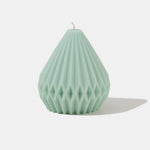 Caitlin Louise Collection Green pear shaped sculptural candle - front view - white background