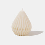 Caitlin Louise Collection White pear shaped sculptural candle - front view - white background