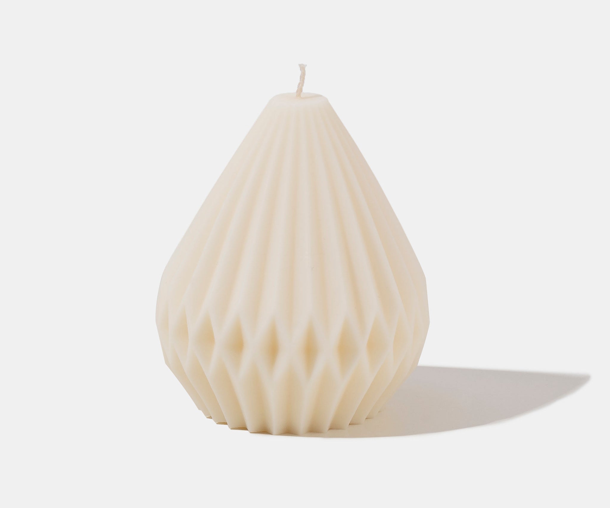 Caitlin Louise Collection natural soy wax pear shaped sculptural candle - front view - white background