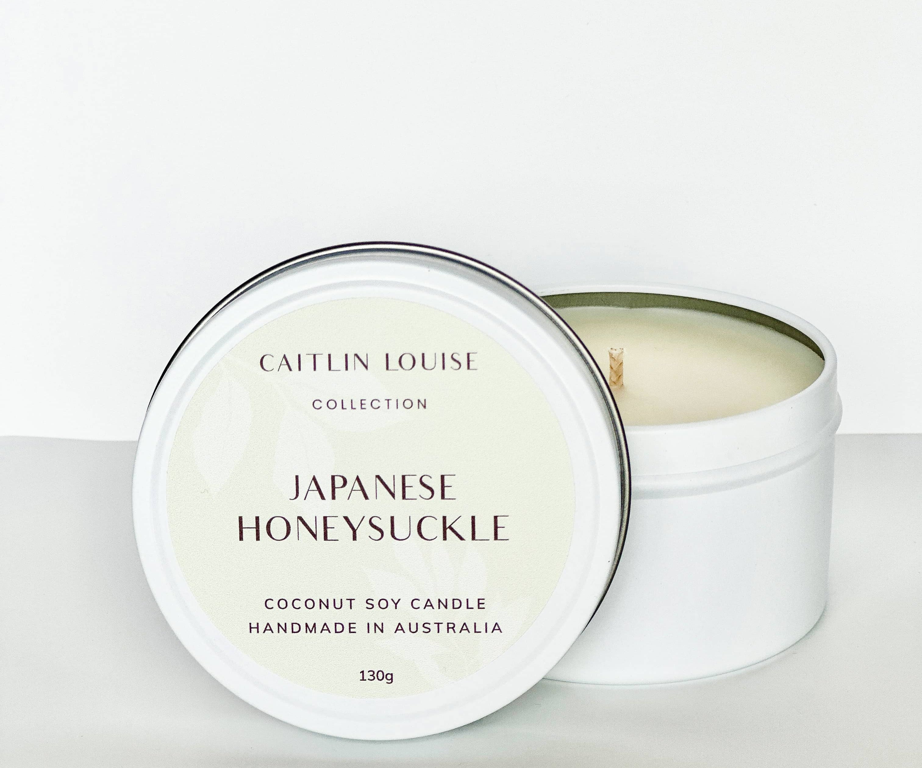 Japanese Honeysuckle Travel Tin candle - white background