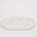 Rose quartz candle tray - white background