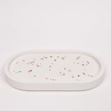 Rose quartz candle tray - white background