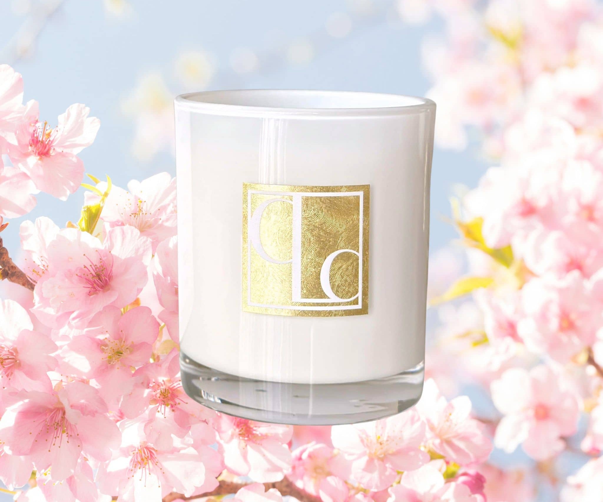 Sakura Season scented candle - cherry blossom background