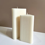 Caitlin Louise Collections Stria Pillar candles - front view - close up