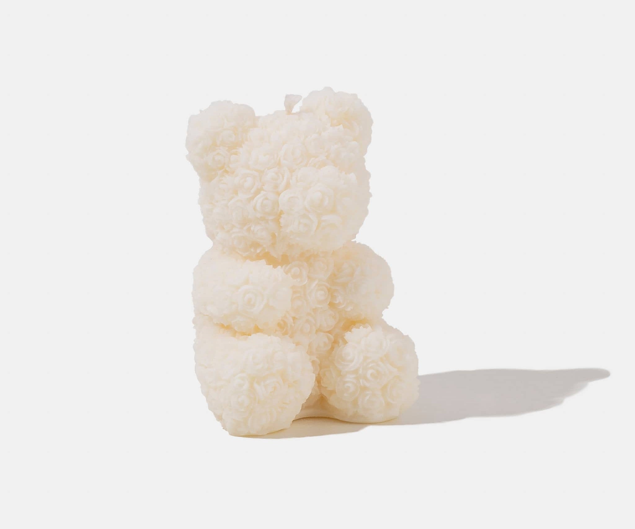 Caitlin Louise Collection white bear shaped sculptural candle - front view - white background