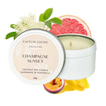 Champagne Sunset scented travel tin candle - white background