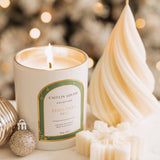 Caitlin Louise Collection Christmas Pine Scented Candle styled with Christmas sculptural candles