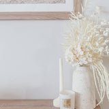 Caitlin Louise Collection Eclat Pillar Candle styled with Mini candle and vase