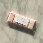 Caitlin Louise Collection's Freesia and Raspberry Soy Wax Melt Snap Bar - close up - birds eye view