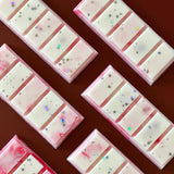 Caitlin Louise Collection's Freesia and Raspberry Handcrafted Soy Wax Melt Snap Bars - flat lay