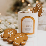 Caitlin Louise Collection Christmas Candle Gingerbread Wonderland styled with gingerbread cookies