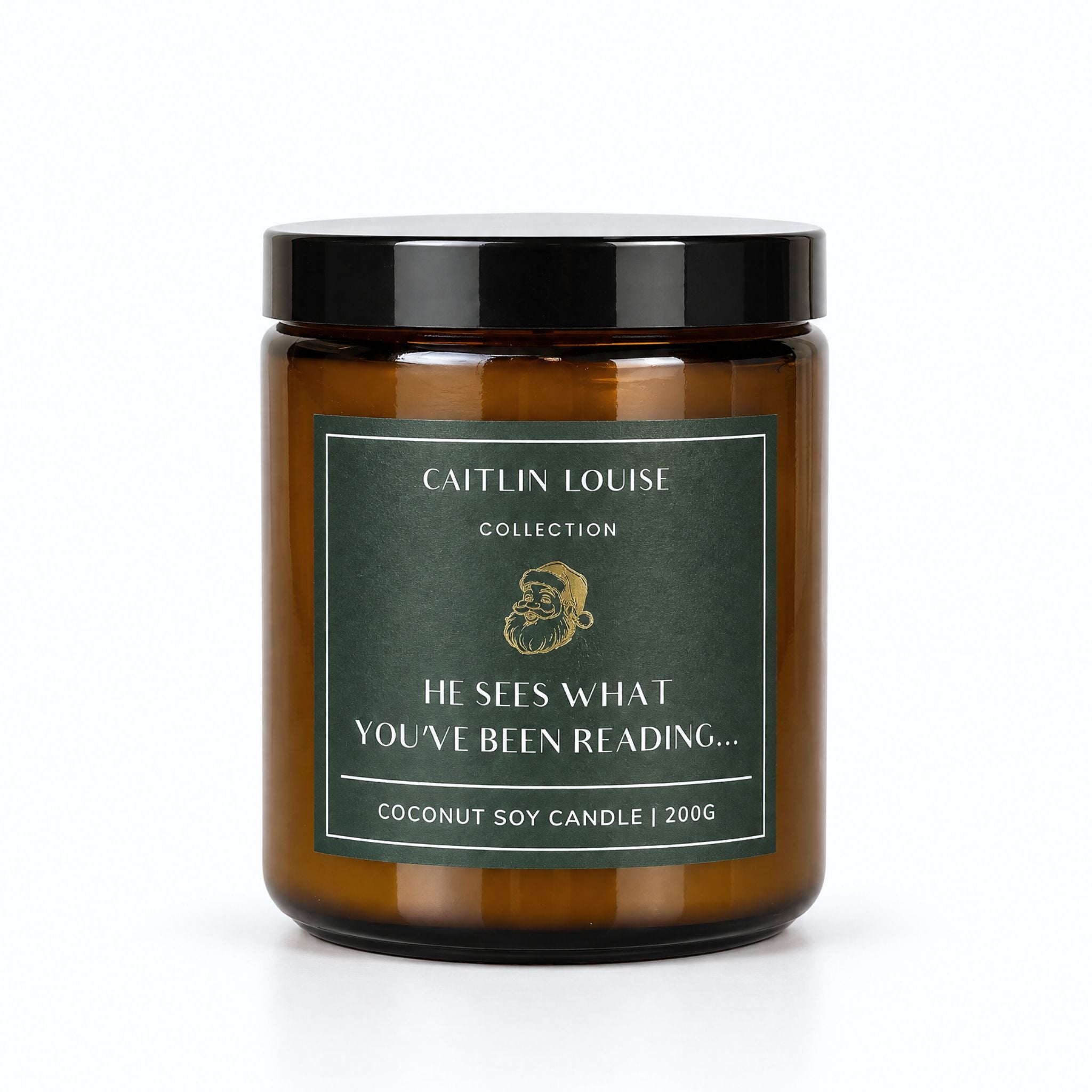 Christmas bookish candle on white background