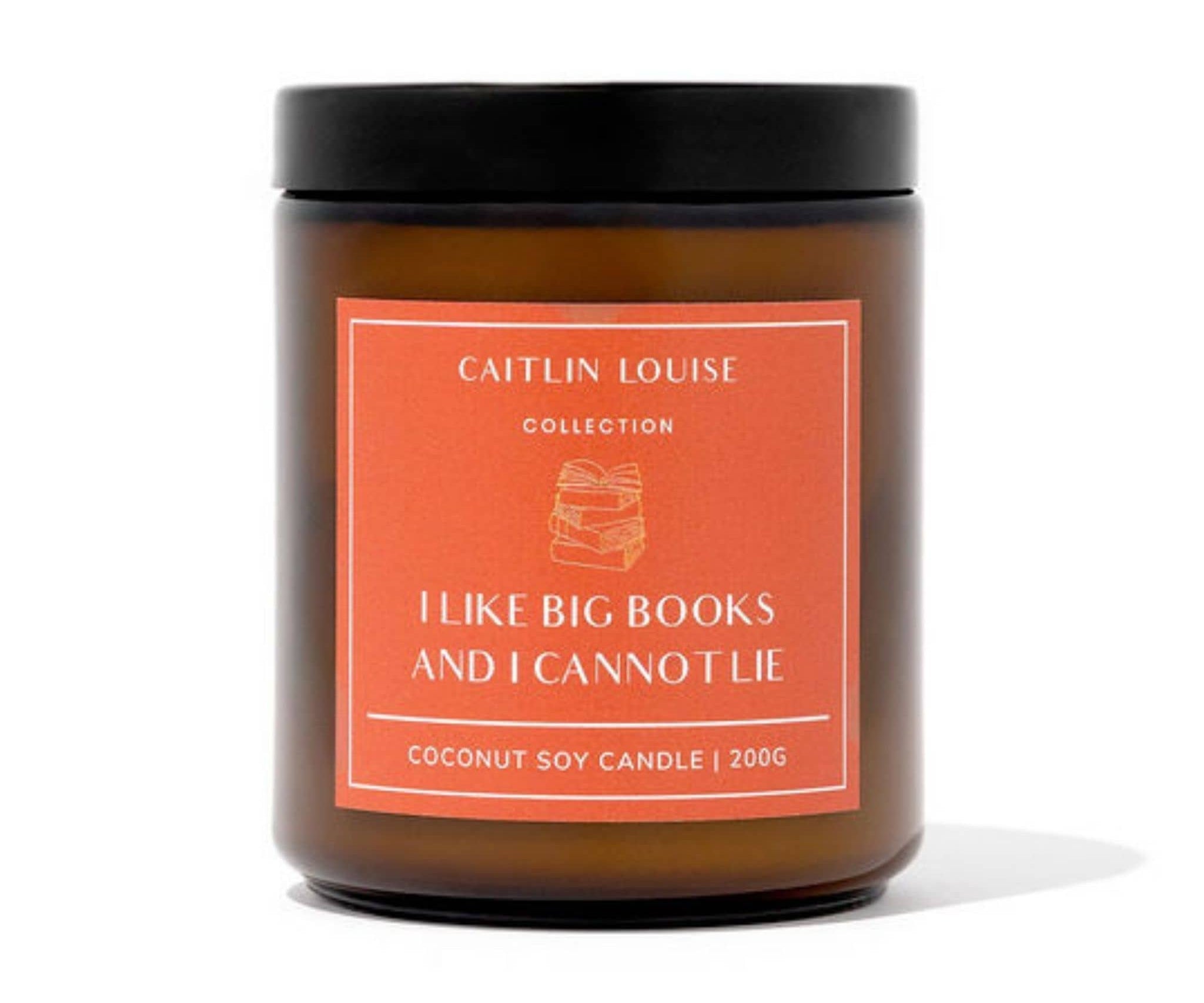 Caitlin Louise Collection Candle 'I like big books and i cannot lie' on a white background