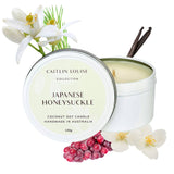 Japanese Honeysuckle scented travel tin candle - white background