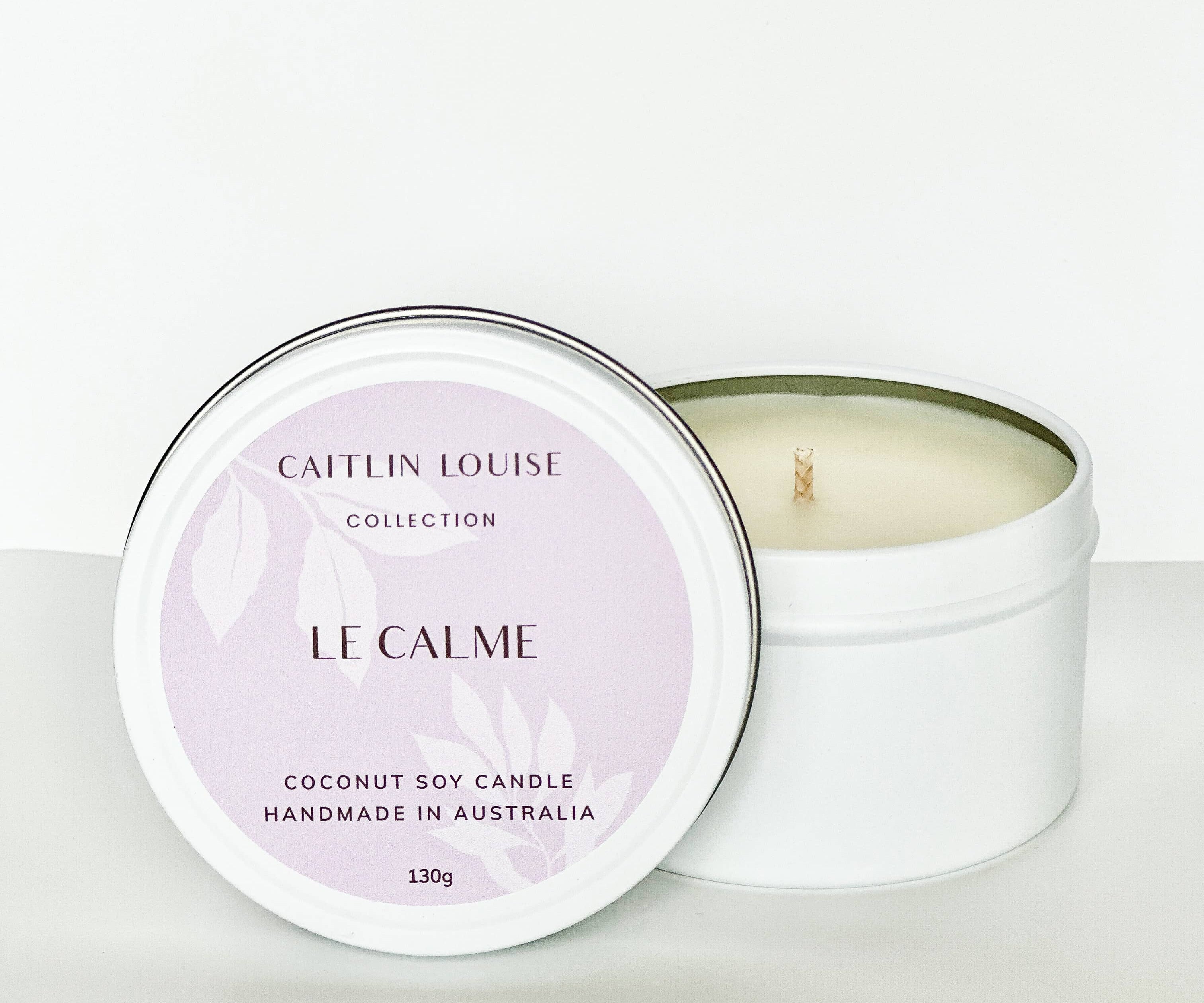 Le Calme travel tin candle - white background