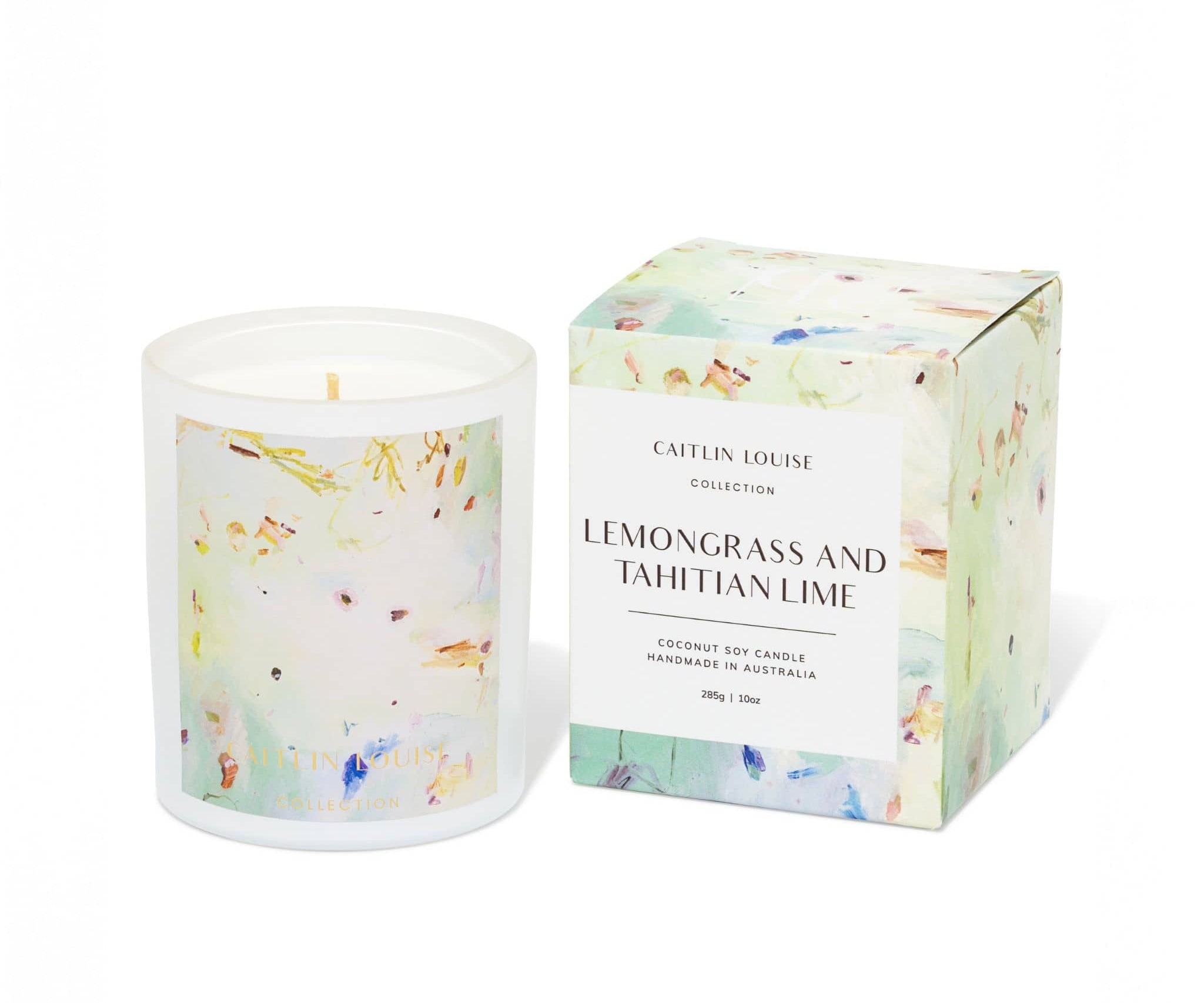 Caitlin Louise Collection Lemongrass and Tahitian Lime Artist candle - white background