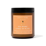 Candle with a label on a white background