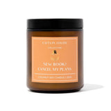 Candle with a label on a white background