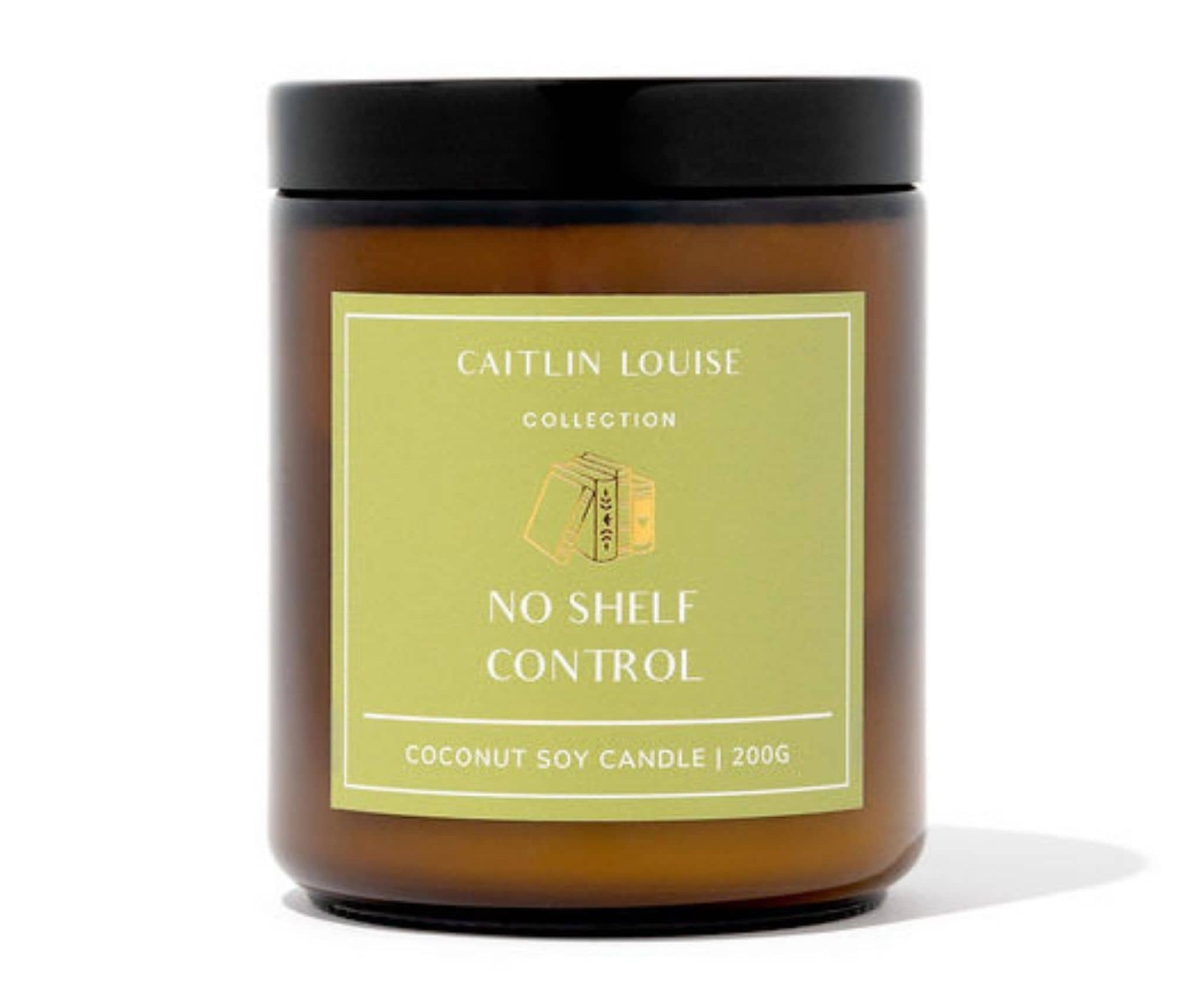 Caitlin Louise Collection Bookish candle with a light green label on a white background