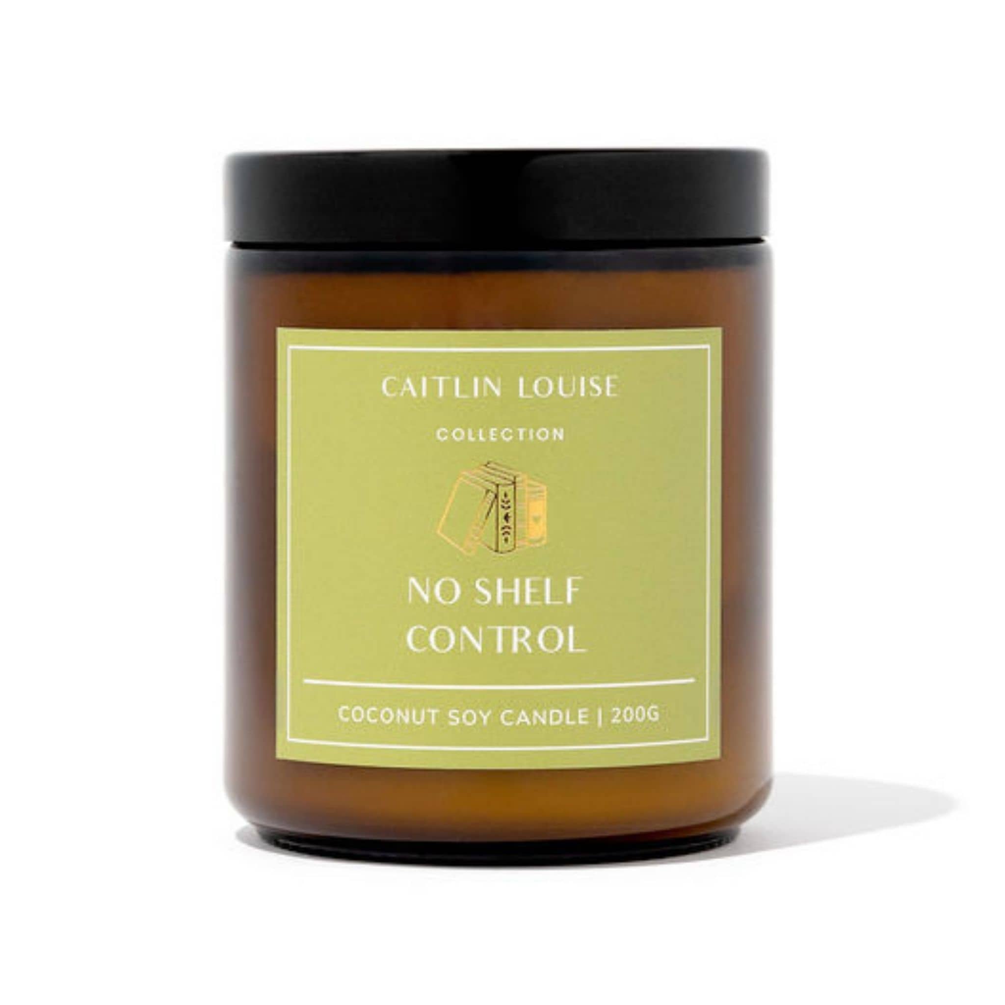 Caitlin Louise Collection Bookish candle with a light green label on a white background