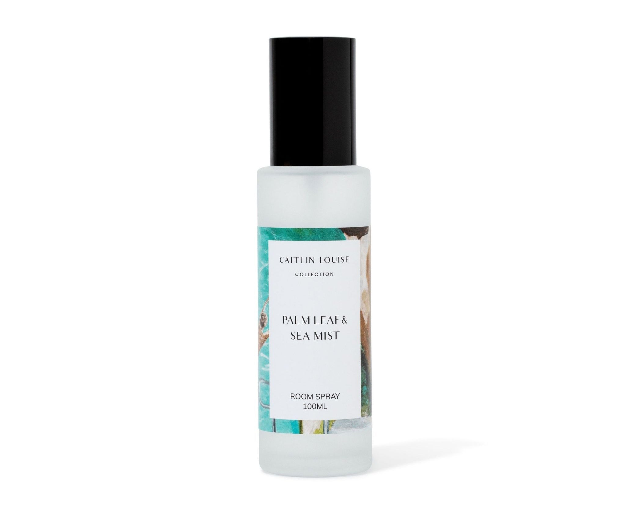 Room spray bottle with a label on a white background
