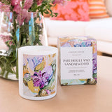 Caitlin Louise Collection Patchouli and Sandalwood Annie Everingham Artist Candle- styled with flowers