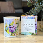 Caitlin Louise Collection's Patchouli and Sandalwood candle with box - styled on coffee table