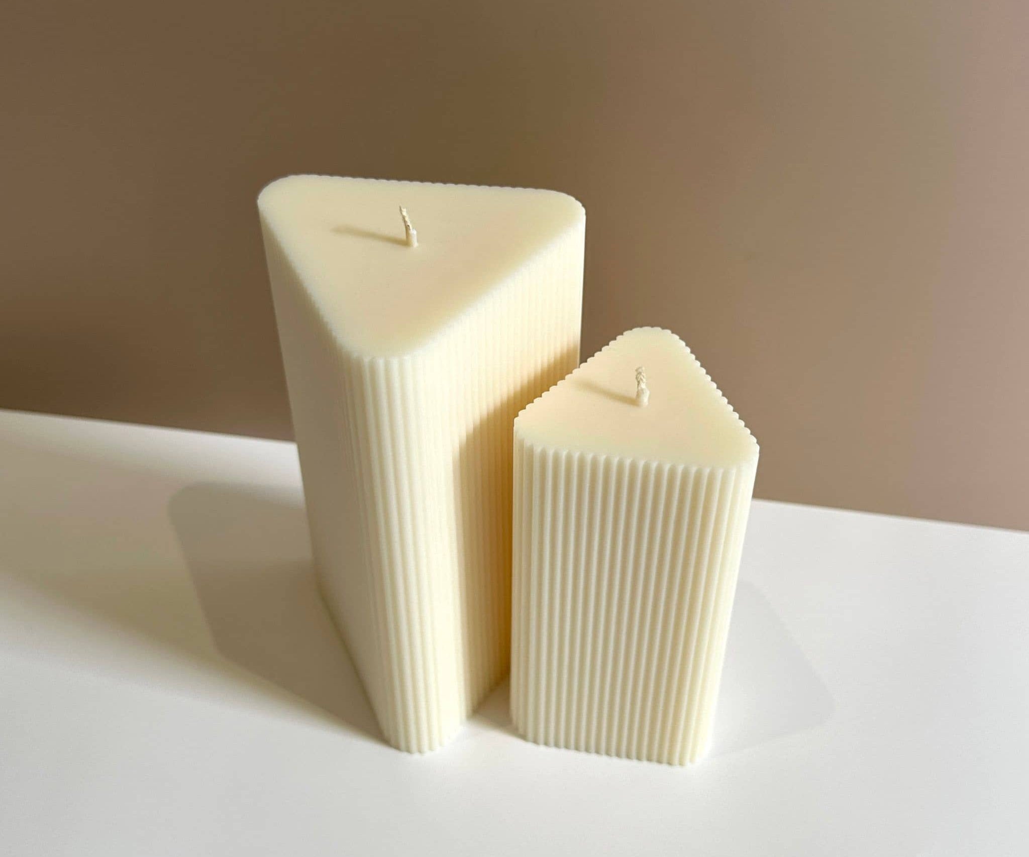 Caitlin Louise Collection Stria Pillar Candles - birds eye view