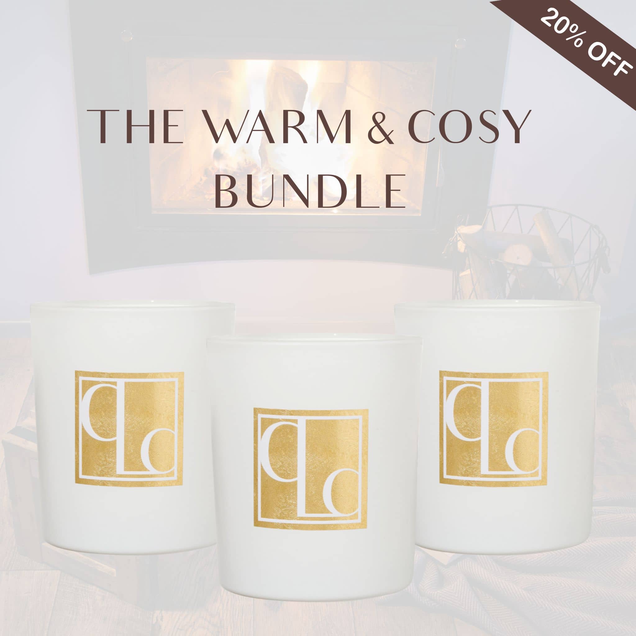 Caitlin Louise Collection Warm and Cosy Candle Bundle - fireplace background