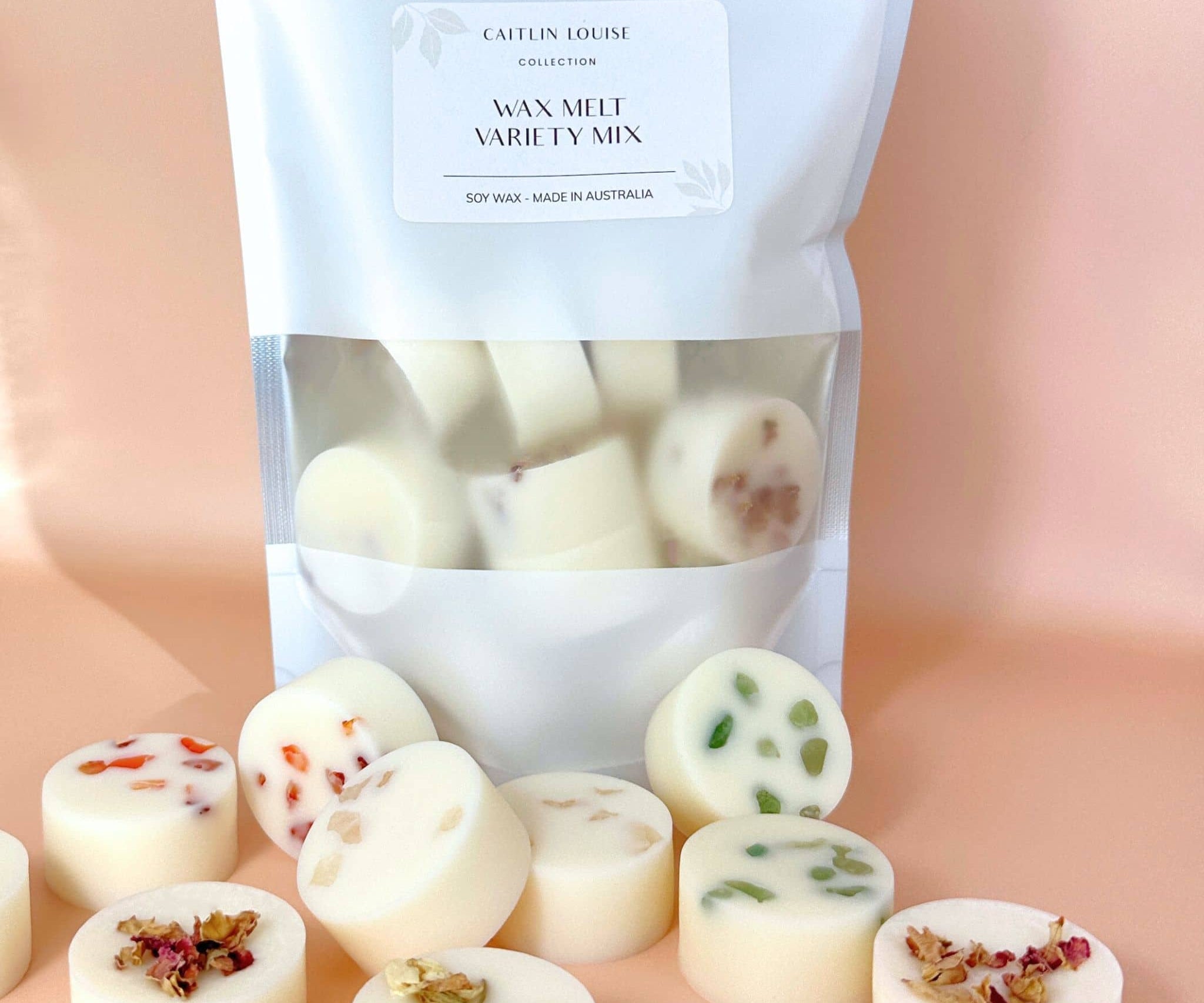 Caitlin Louise Collection Wax Melt Variety Mix - wax melt discs displayed around the pack.