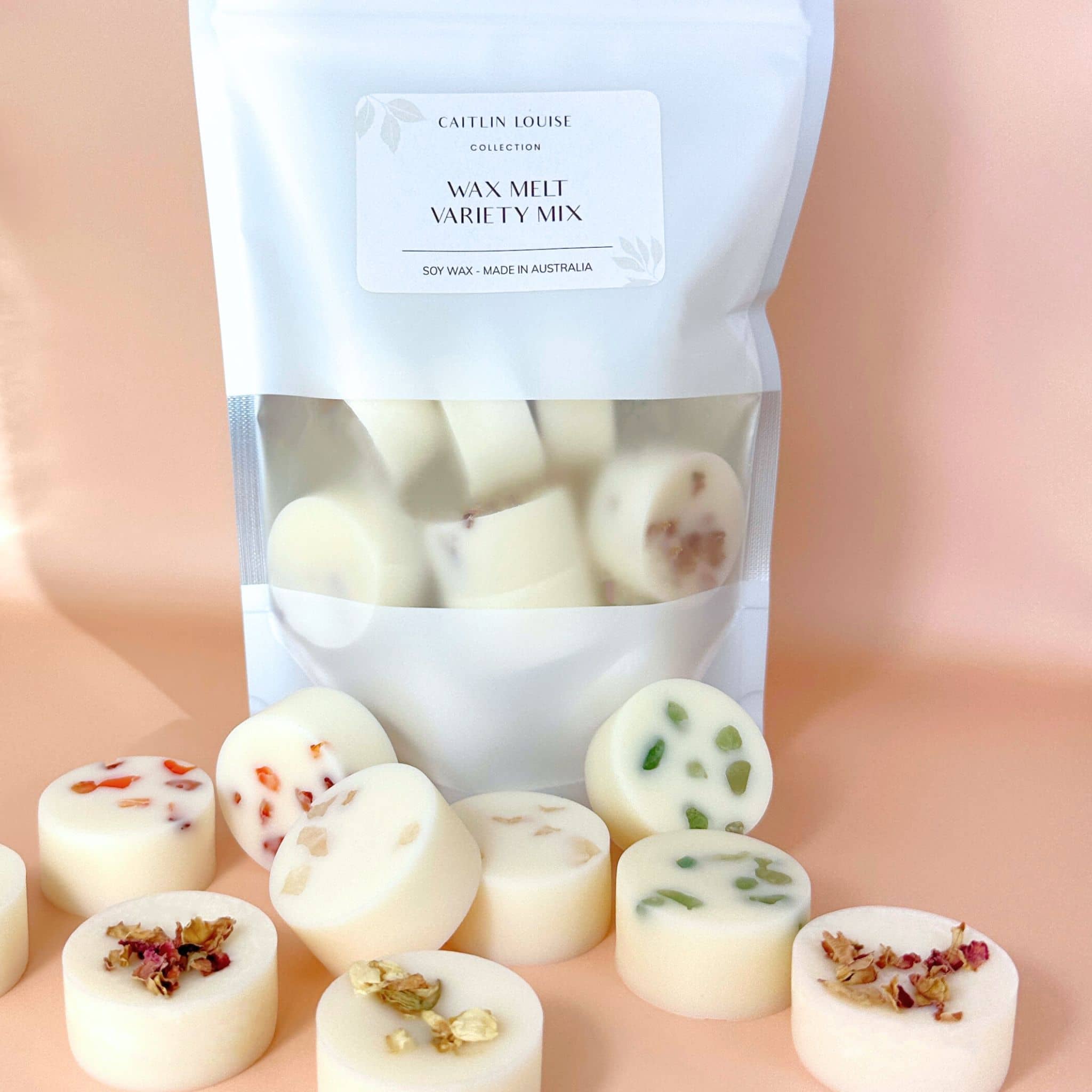 Caitlin Louise Collection Wax Melt Variety Mix - wax melt discs displayed around the pack.